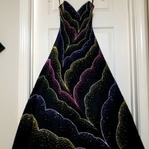 Custom strapless corset beaded gown by Legends